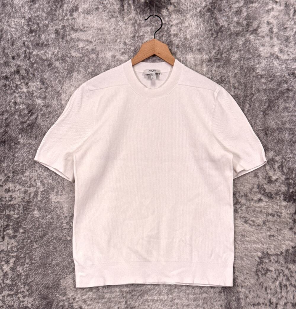 COS Ribbed T Shirt Medium Mens Crewneck Short Sleeve White